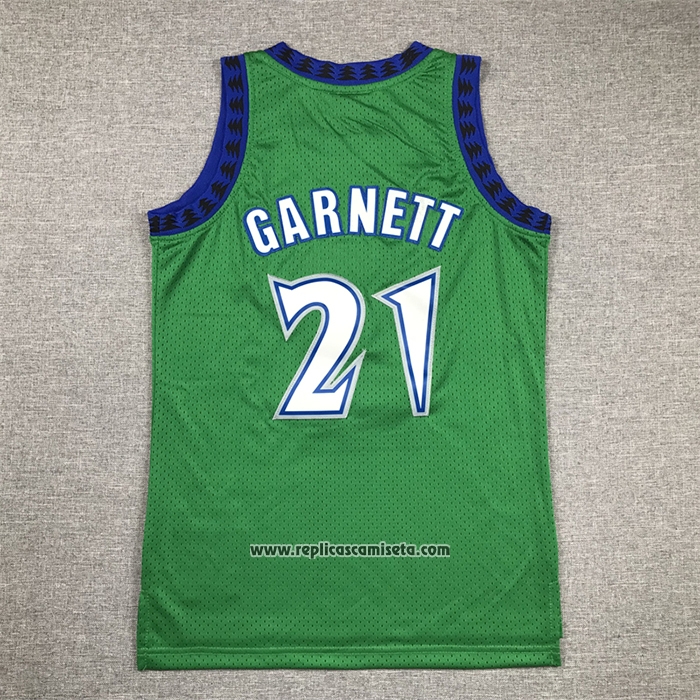 Camiseta Nino Minnesota Timberwolves Kevin Garnett #21 Hardwood Classics Throwback 1997-98 Verde